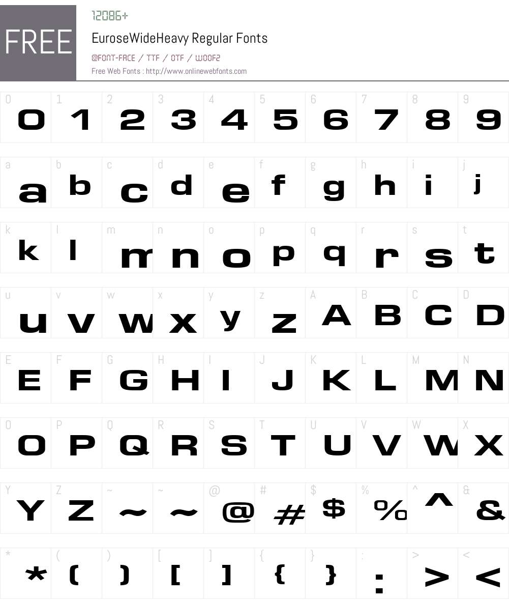 EuroseWideHeavy Font Screenshots
