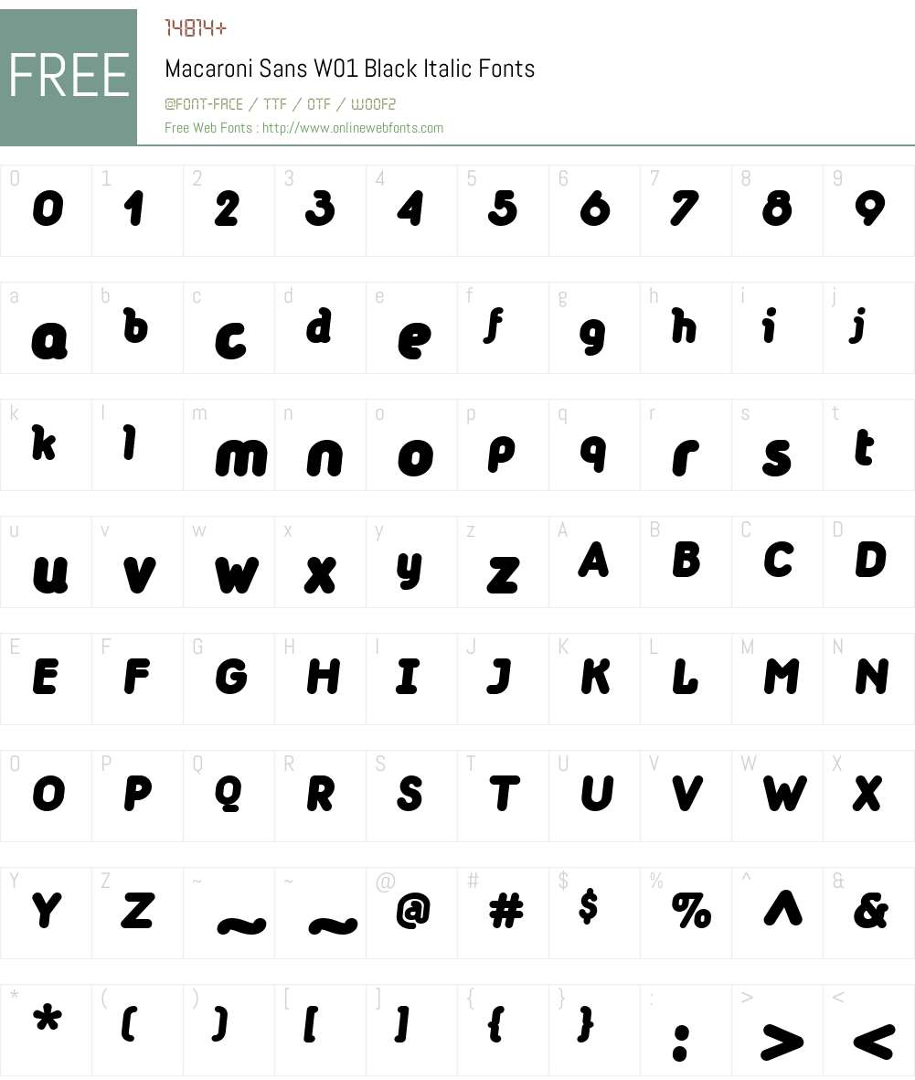 MacaroniSansW01-BlackItalic Font Screenshots