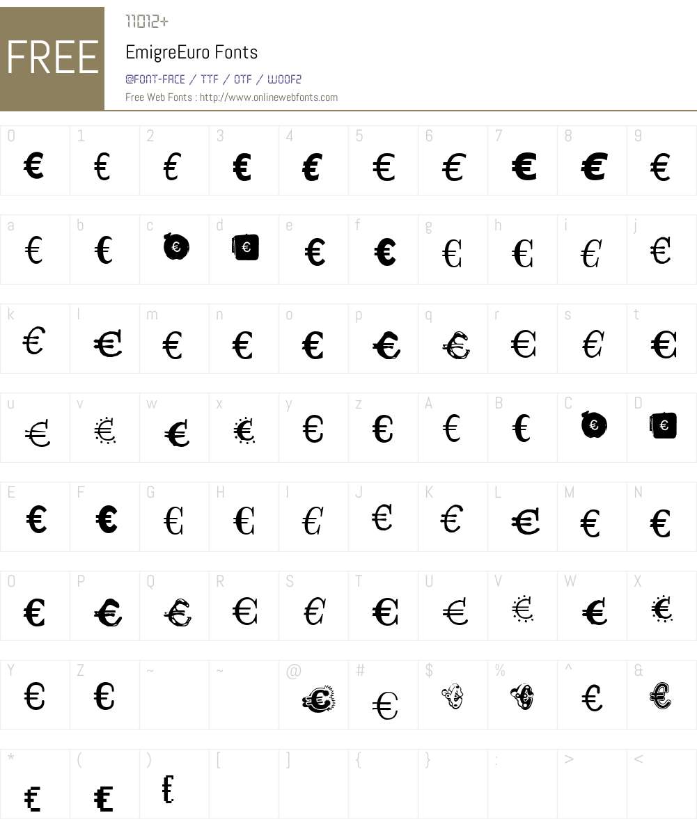 EmigreEuro Font Screenshots
