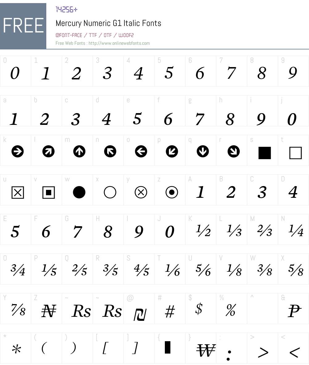Mercury Numeric G1 Font Screenshots