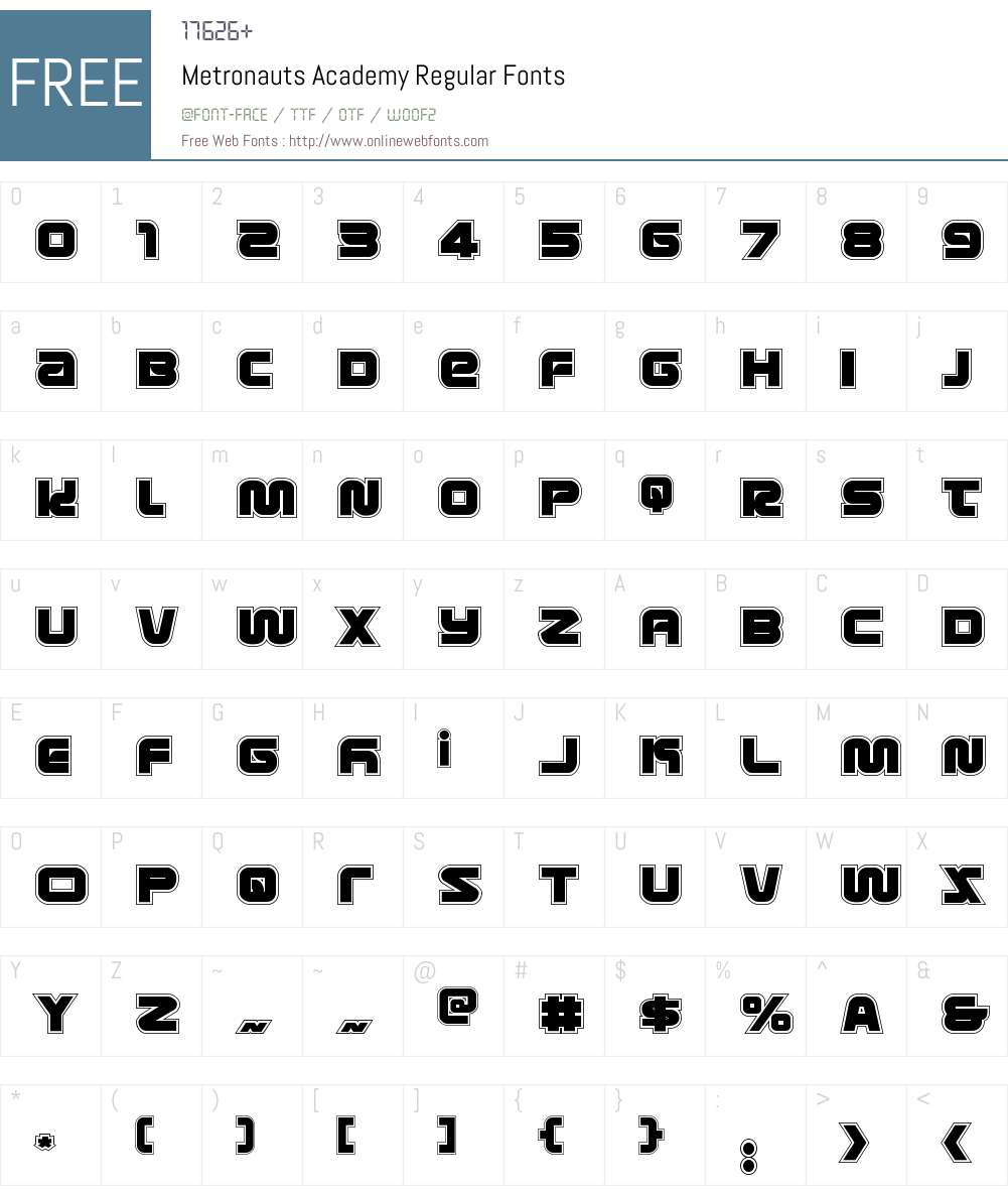 Metronauts Academy Font Screenshots