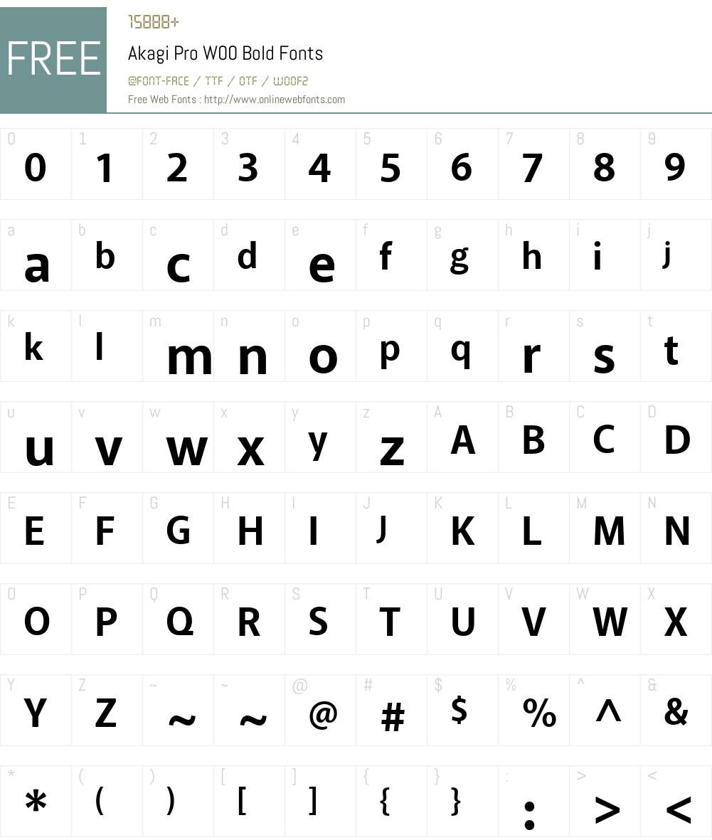 AkagiProW00-Bold Font Screenshots