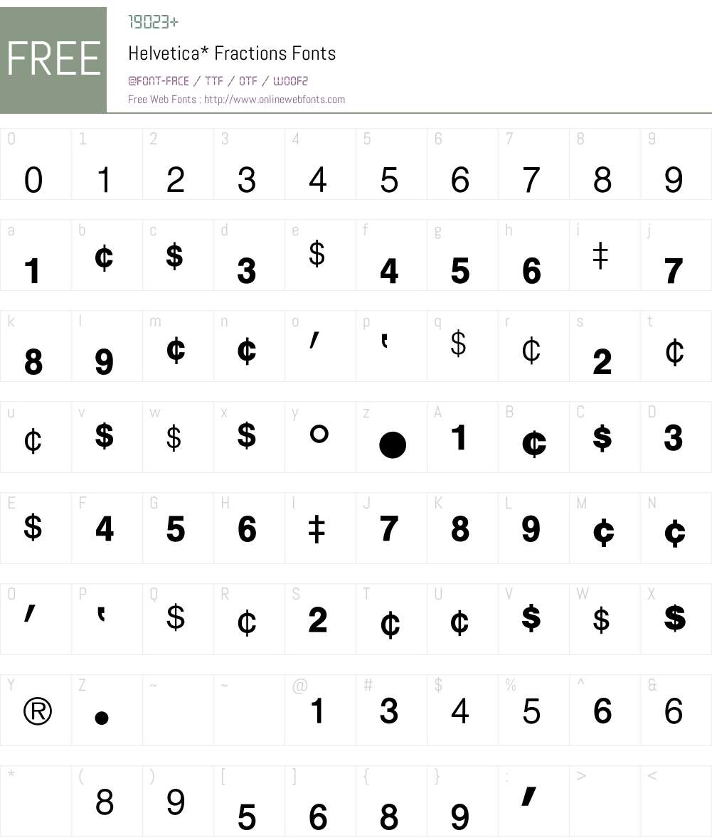 Helvetica Fractions BQ Font Screenshots