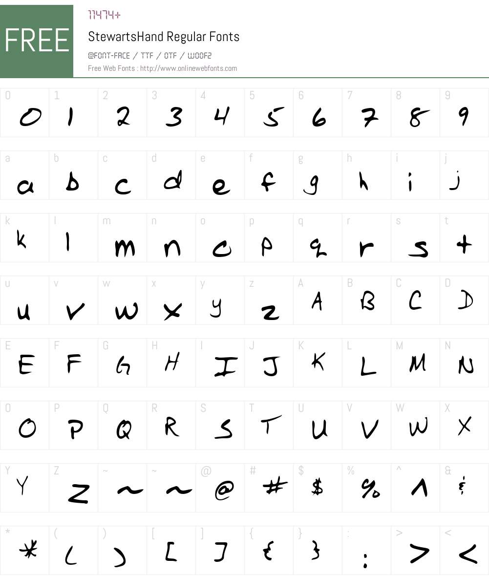 StewartsHand Font Screenshots