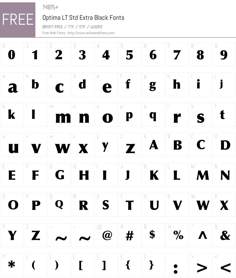 Optima LT Std Font Screenshots