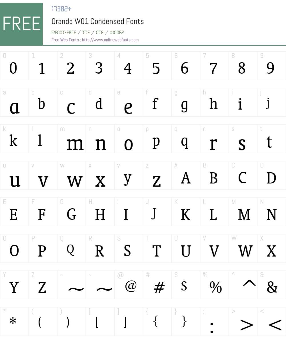 OrandaW01-Condensed Font Screenshots