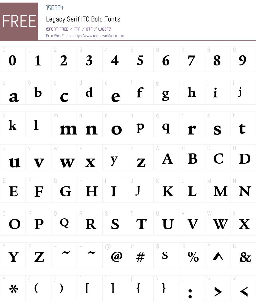 Legacy Serif ITC Font Screenshots