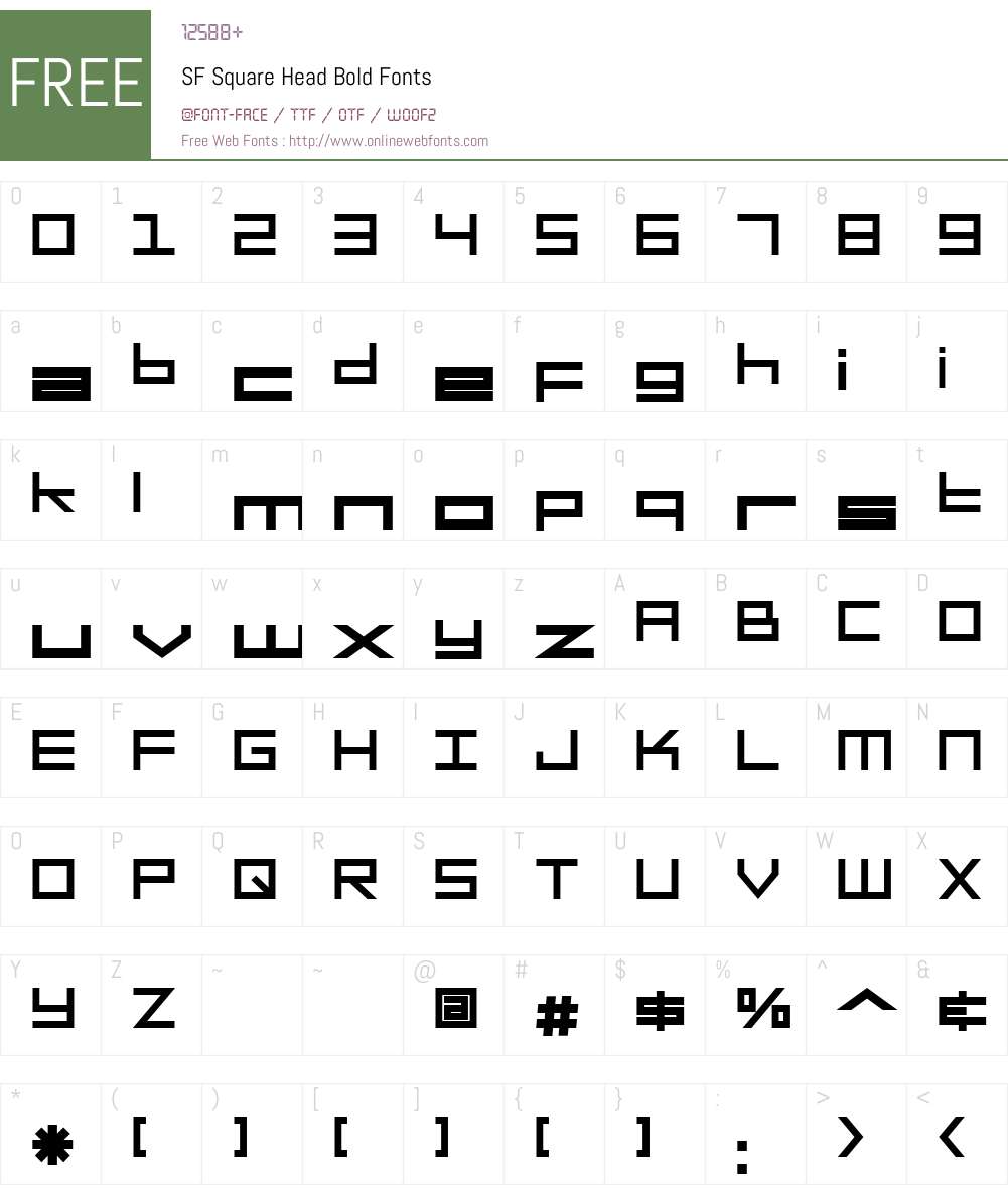 SF Square Head Font Screenshots