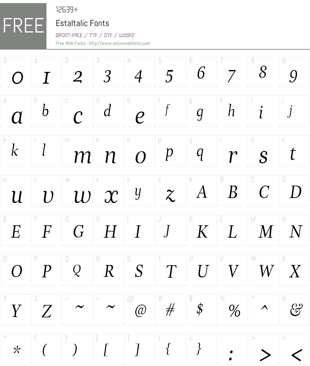EstaItalic Font Screenshots
