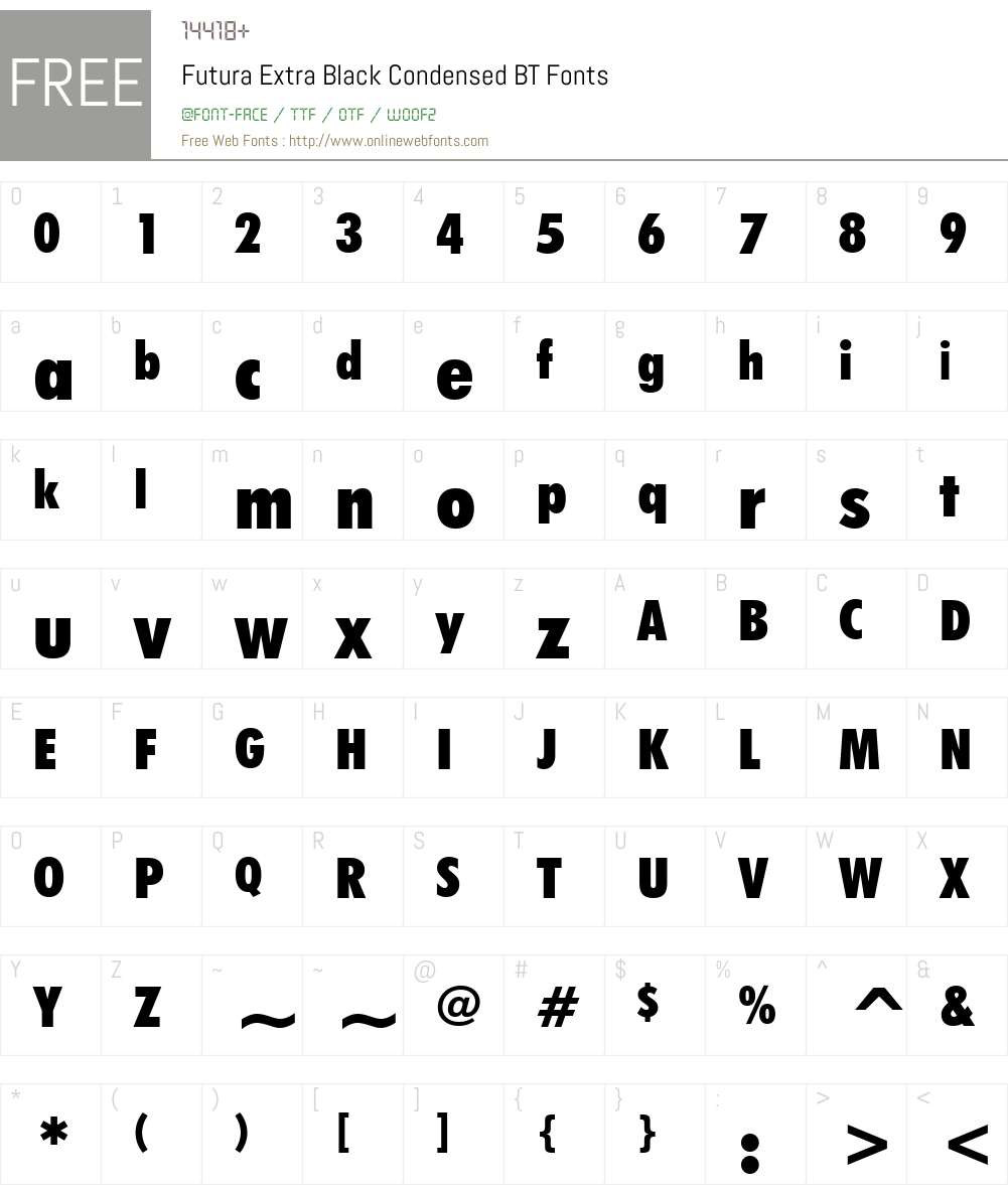 Futura XBlkCn BT Font Screenshots