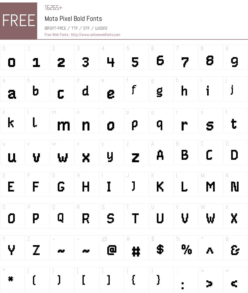 Mota Pixel Font Screenshots