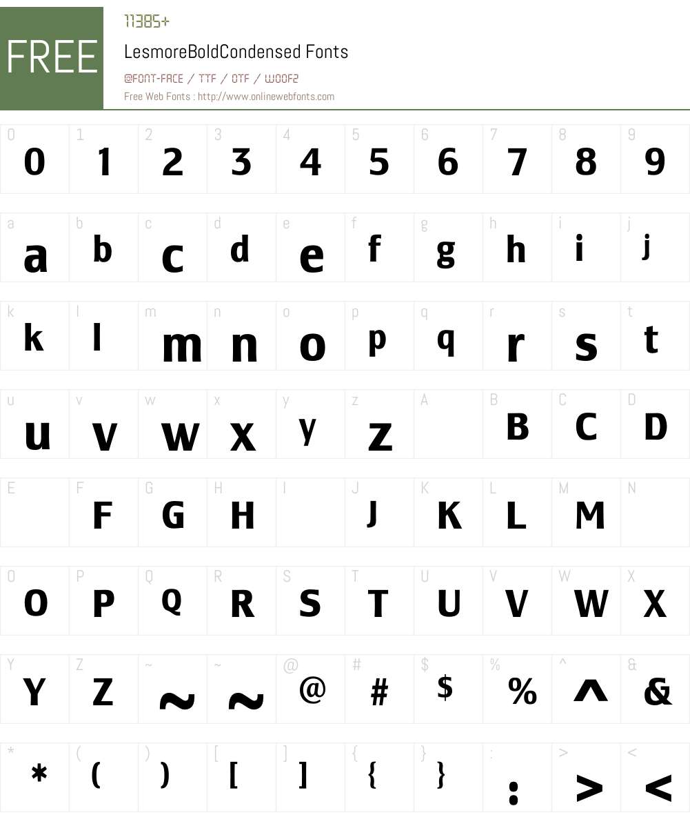 LesmoreBoldCondensed Font Screenshots