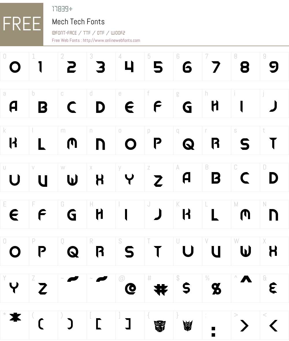 Mech Tech Font Screenshots