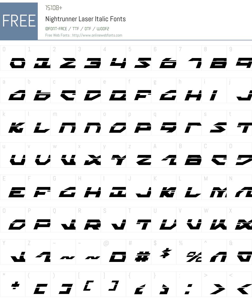 Nightrunner Laser Italic Font Screenshots
