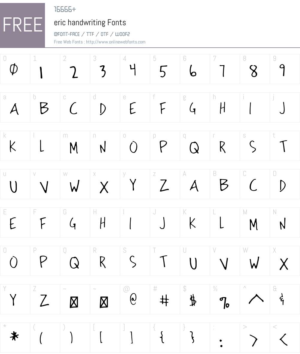 eric handwriting Font Screenshots
