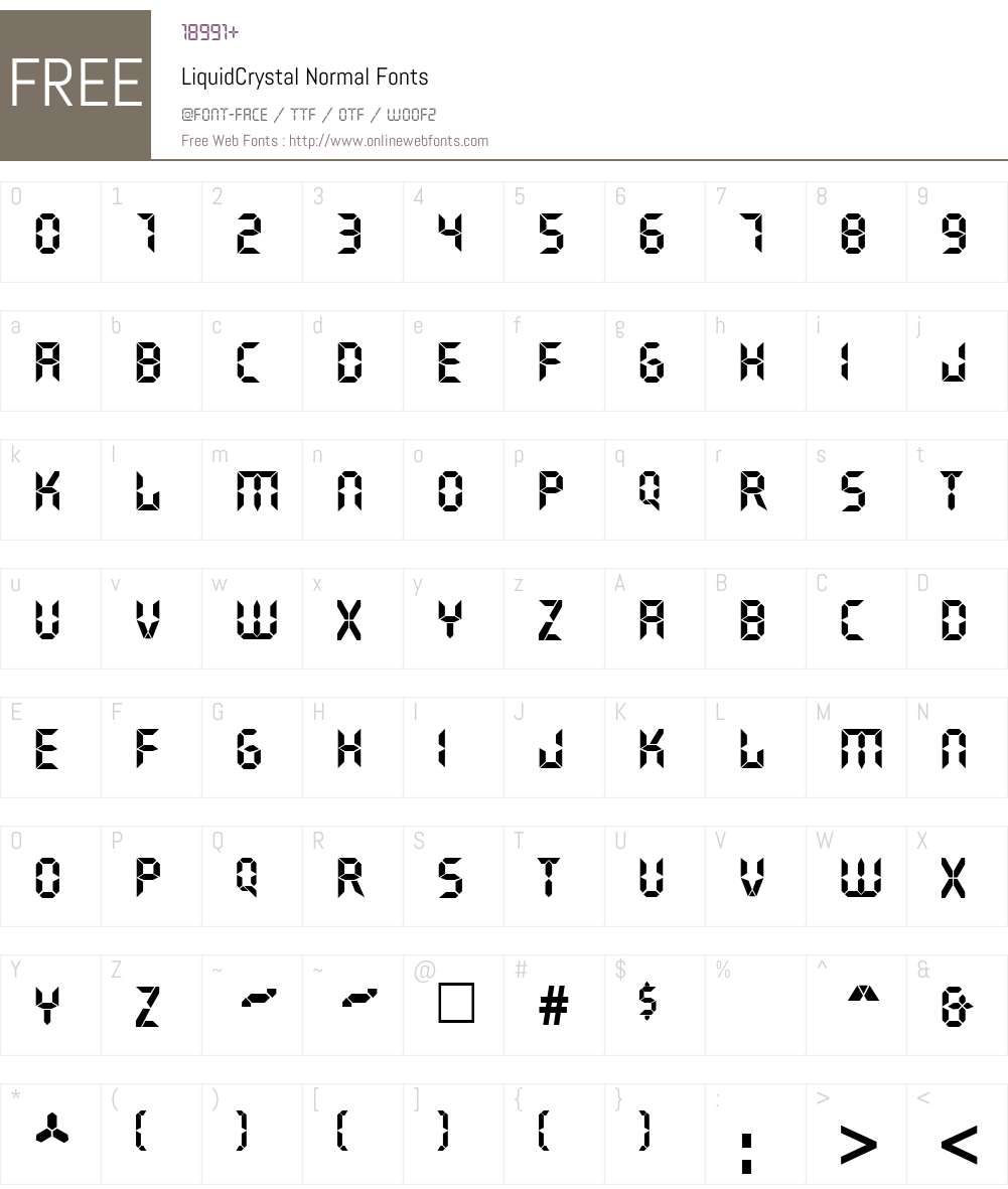 LiquidCrystal Font Screenshots