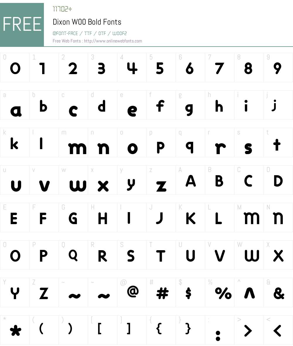 DixonW00-Bold Font Screenshots
