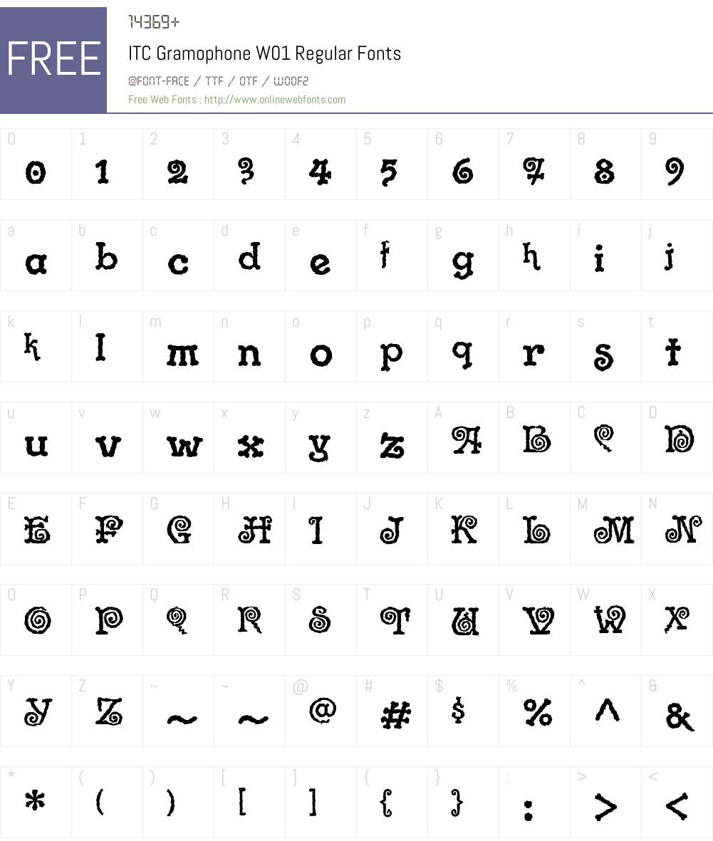 ITCGramophoneW01-Regular Font Screenshots