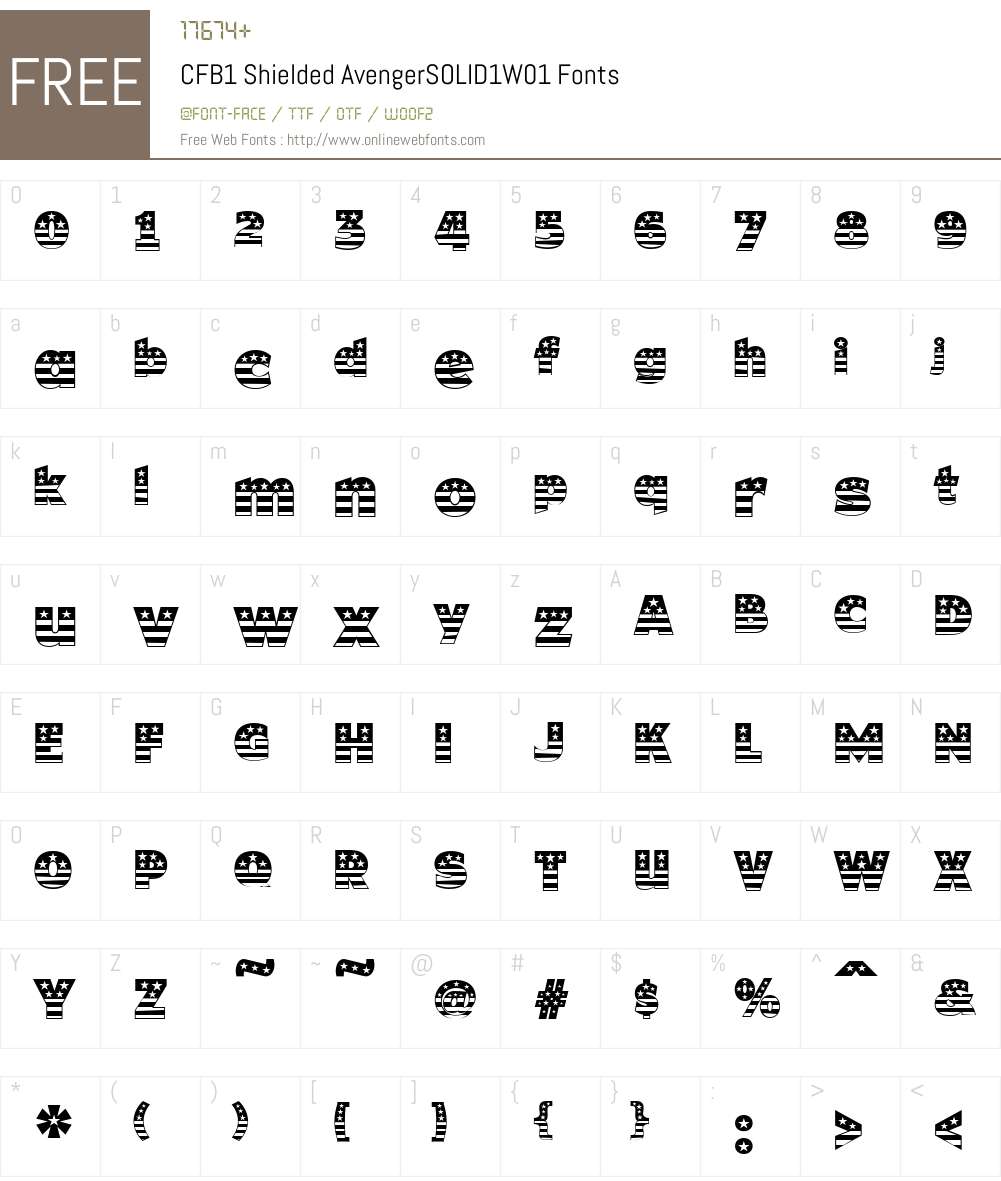 CFB1ShieldedAvengerSOLID1W01 Font Screenshots