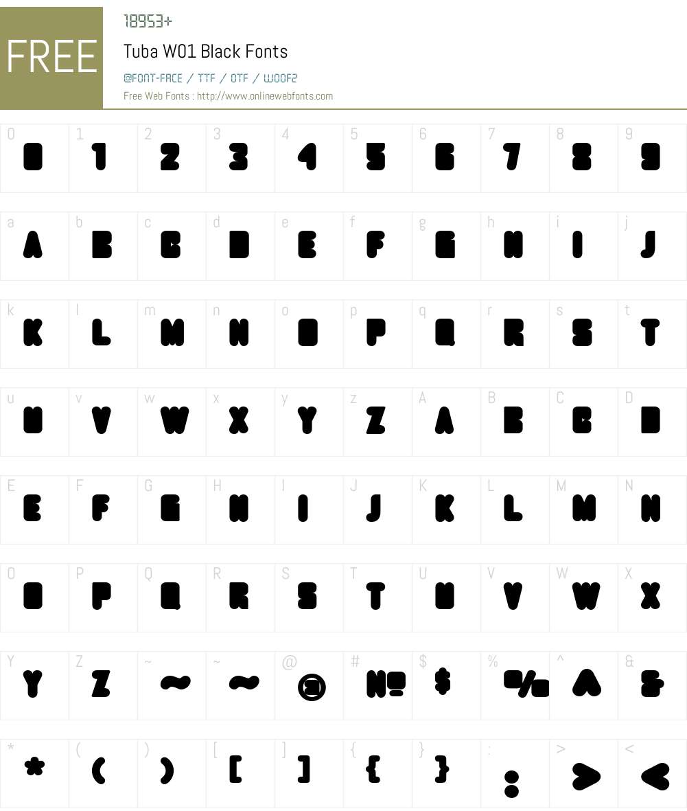 TubaW01-Black Font Screenshots