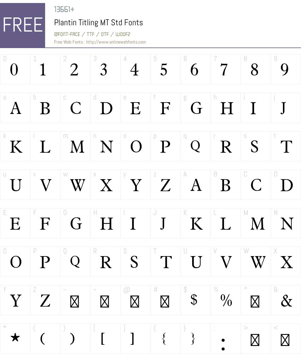 Plantin Titling MT Std Font Screenshots