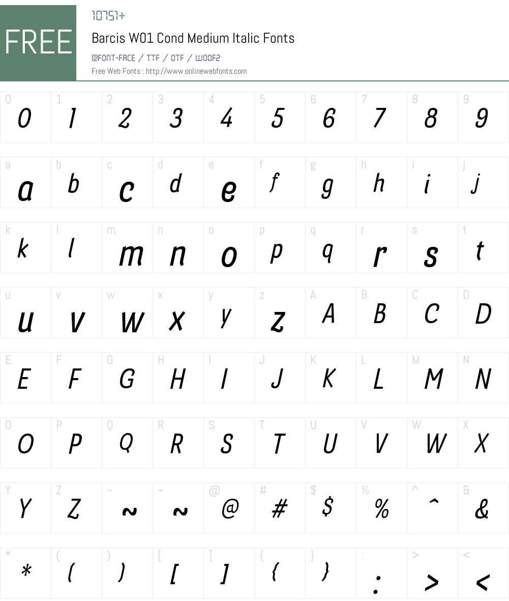 BarcisW01-CondMediumItalic Font Screenshots
