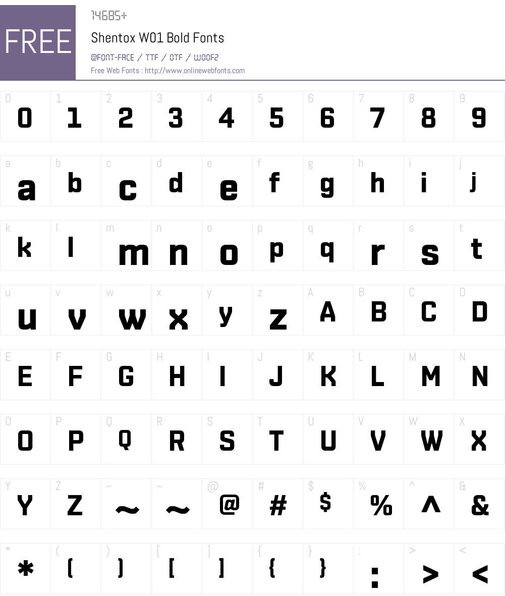 ShentoxW01-Bold Font Screenshots