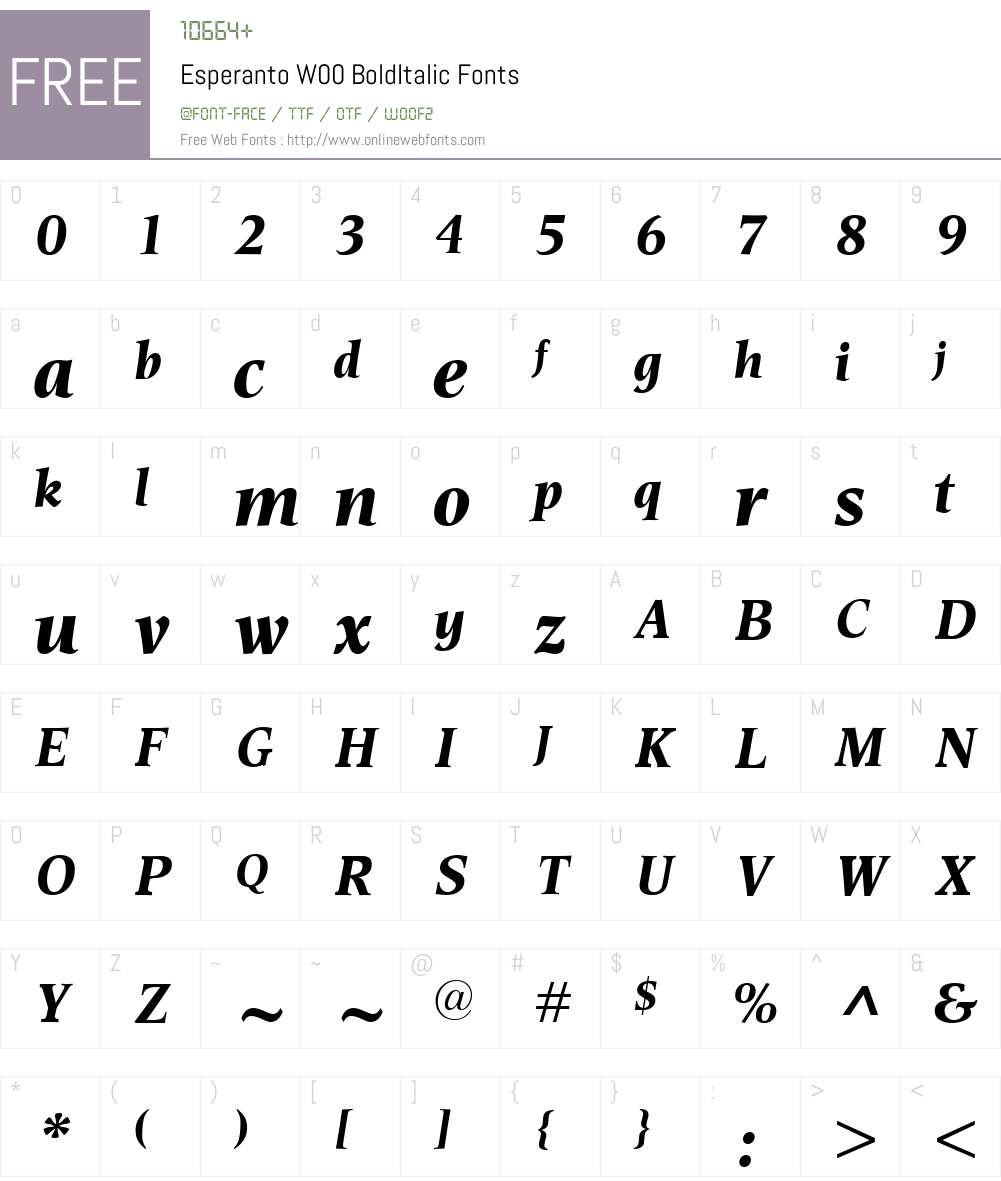 EsperantoW00-BoldItalic Font Screenshots