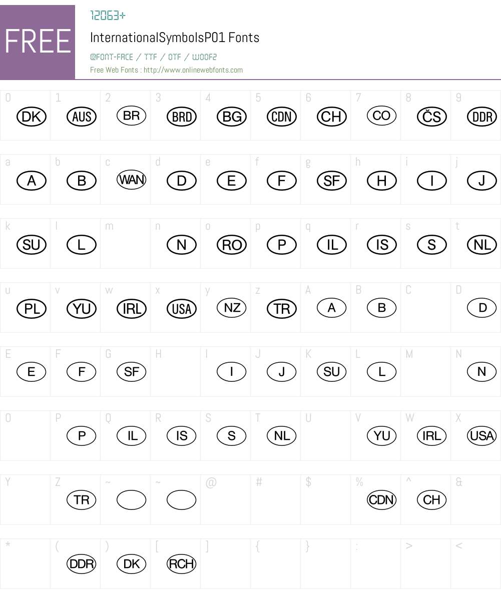 InternationalSymbols Font Screenshots
