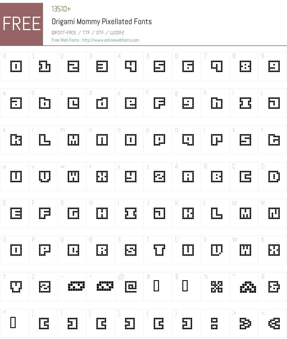 Origami Mommy Pixellated Font Screenshots