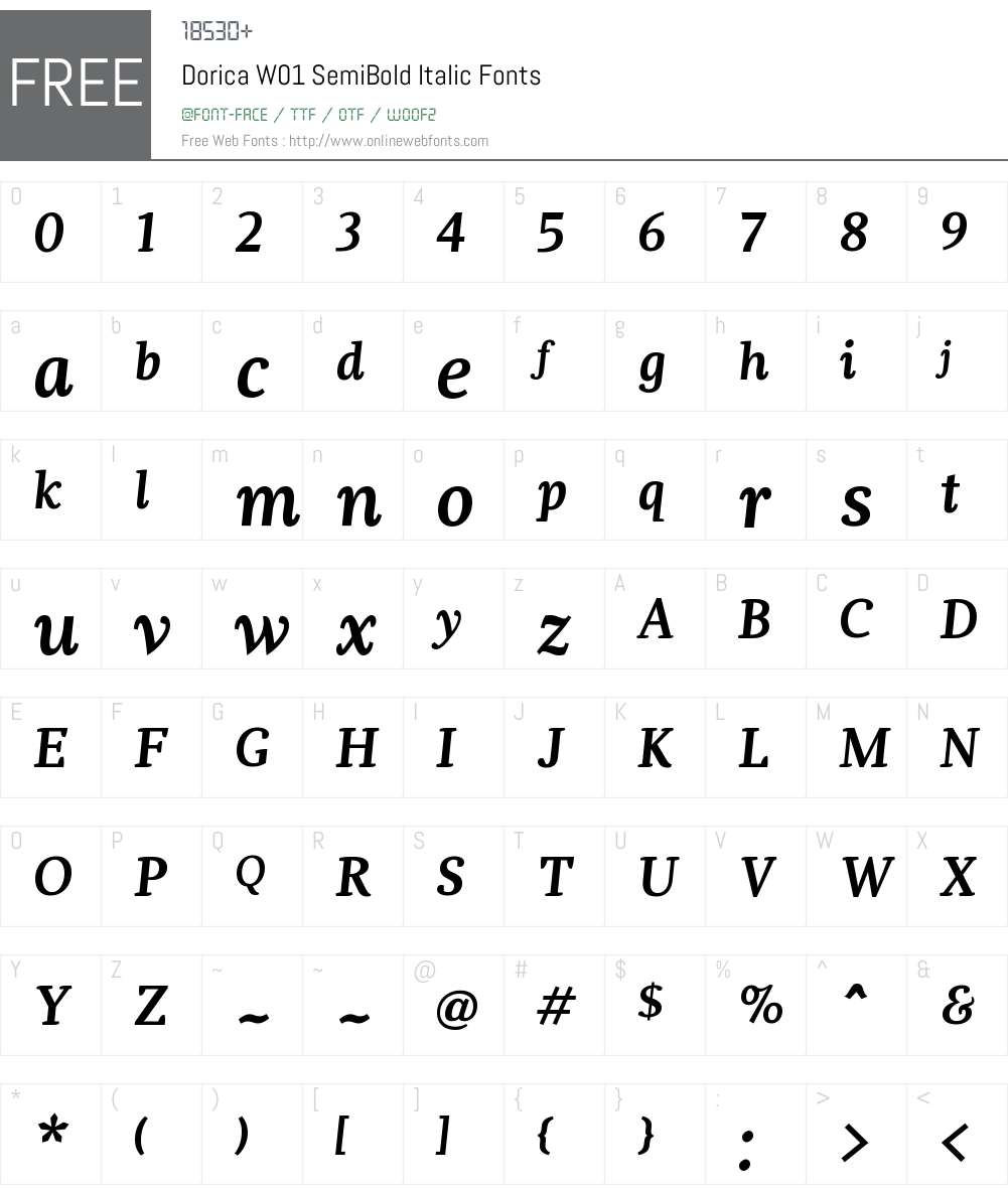 DoricaW01-SemiBoldItalic Font Screenshots
