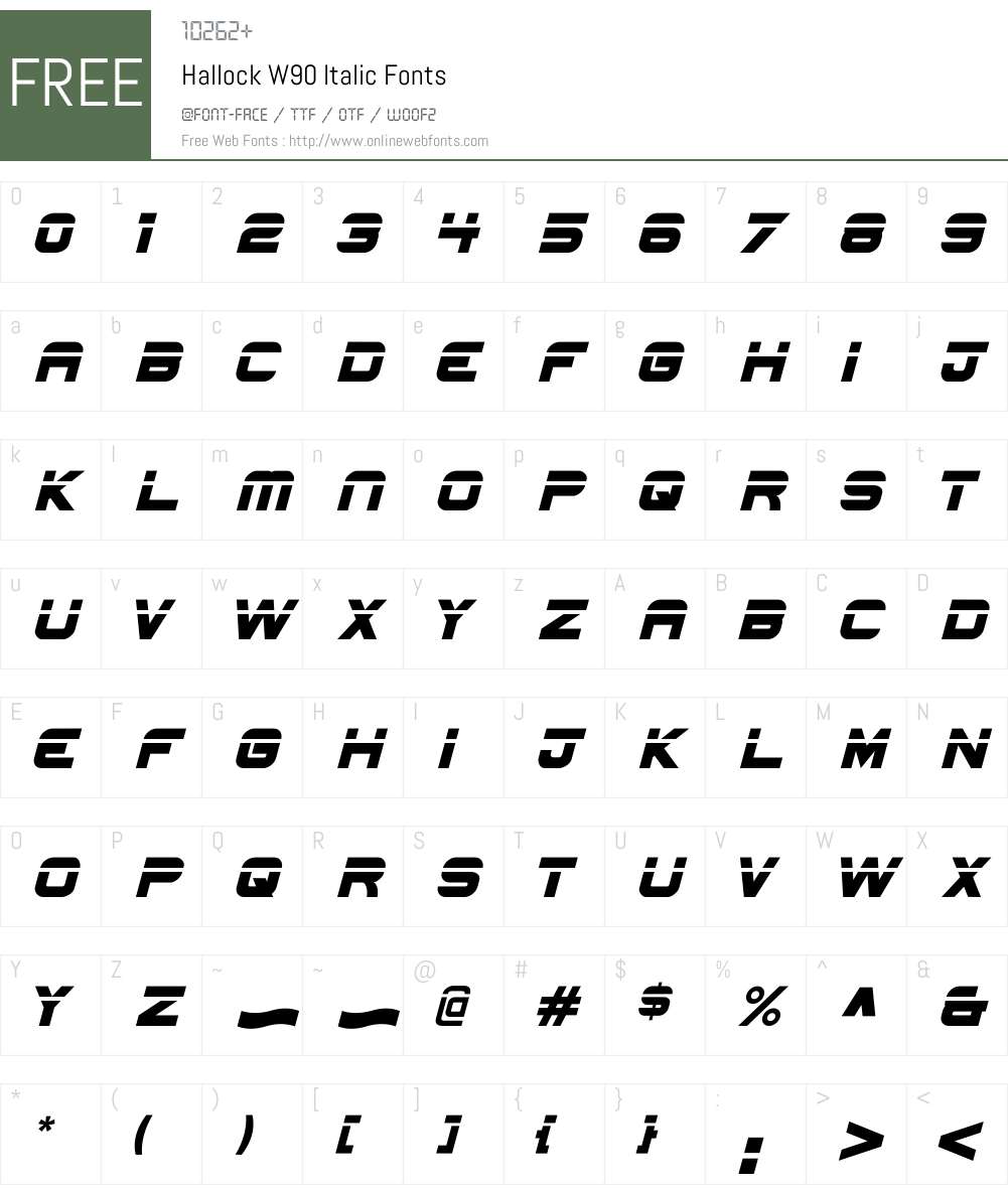 HallockW90-Italic Font Screenshots