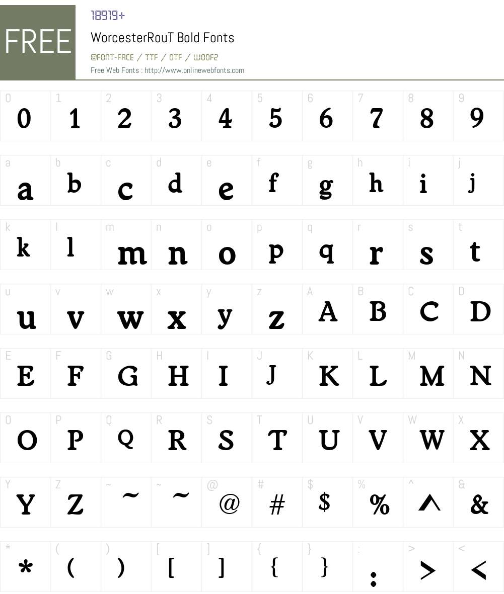 WorcesterRouT Font Screenshots
