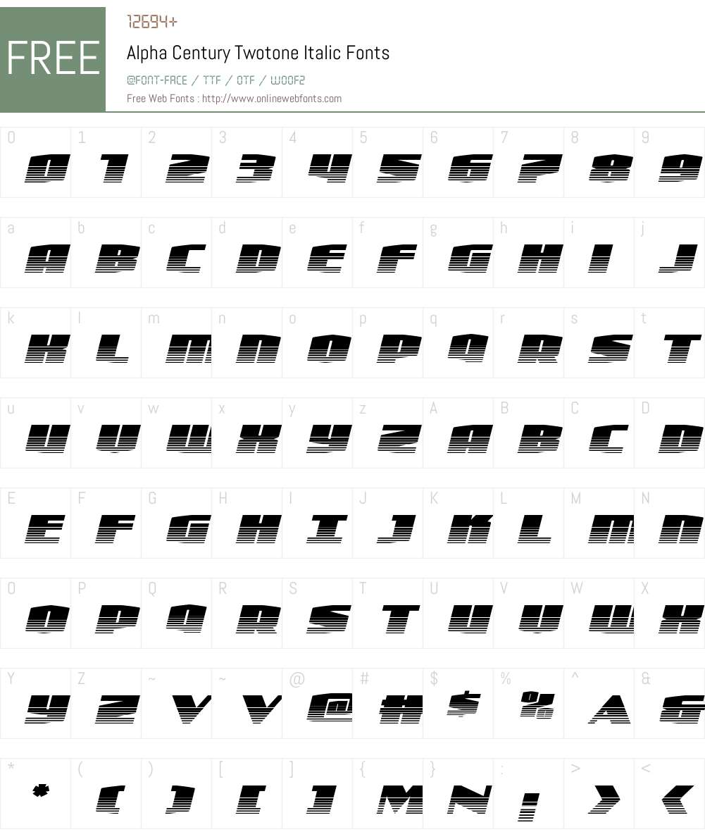 Alpha Century Twotone Italic Font Screenshots