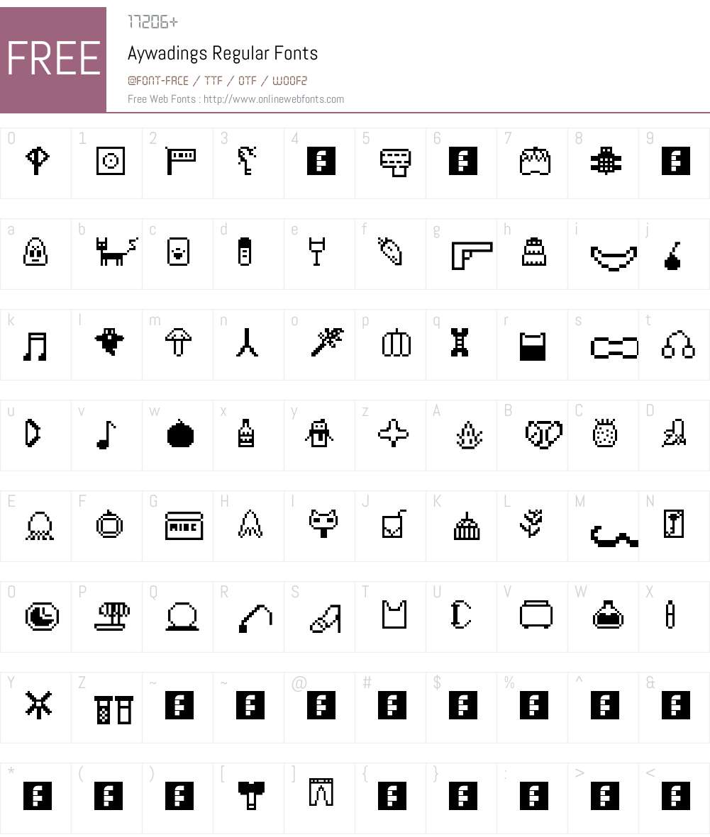 Aywadings Font Screenshots