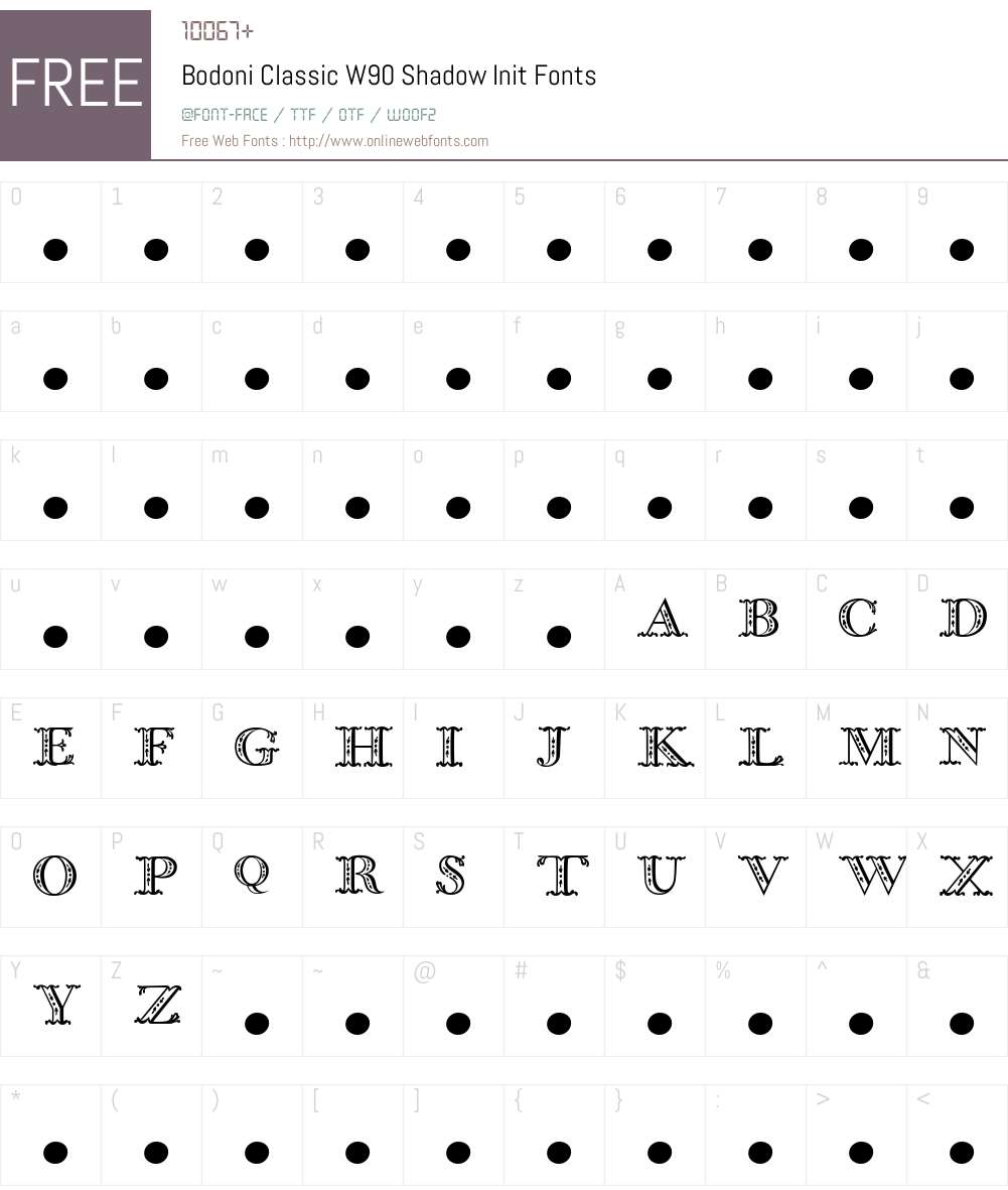 BodoniClassicW90-ShadowInit Font Screenshots