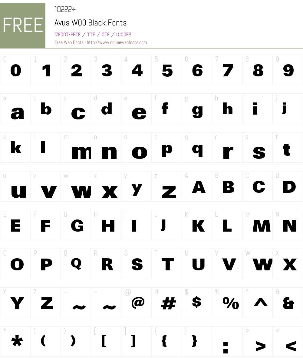 AvusW00-Black Font Screenshots