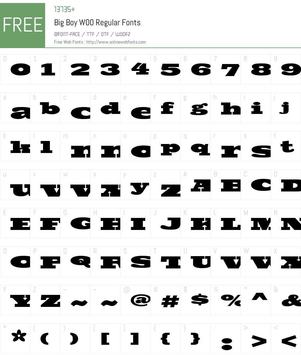 BigBoyW00-Regular Font Screenshots