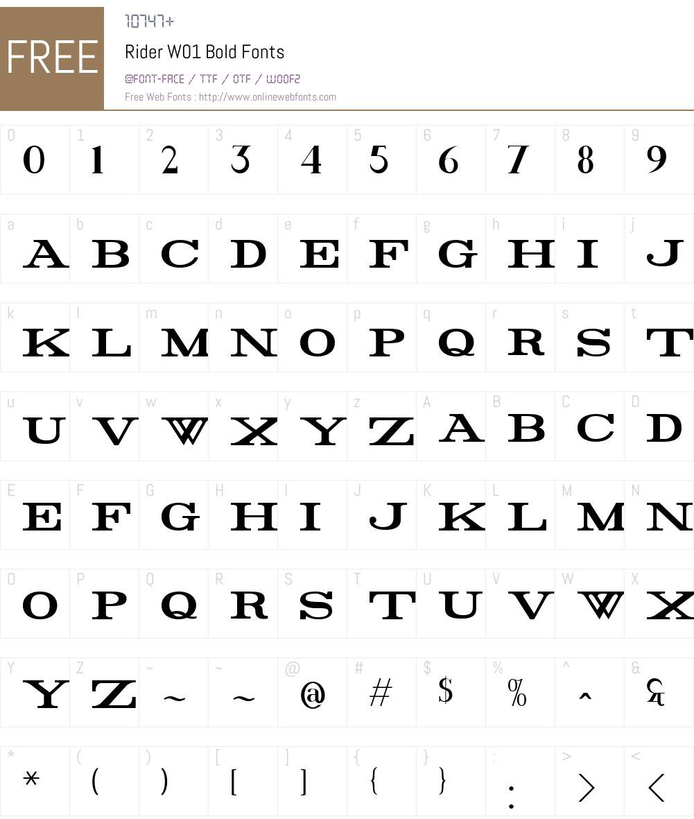 RiderW01-Bold Font Screenshots