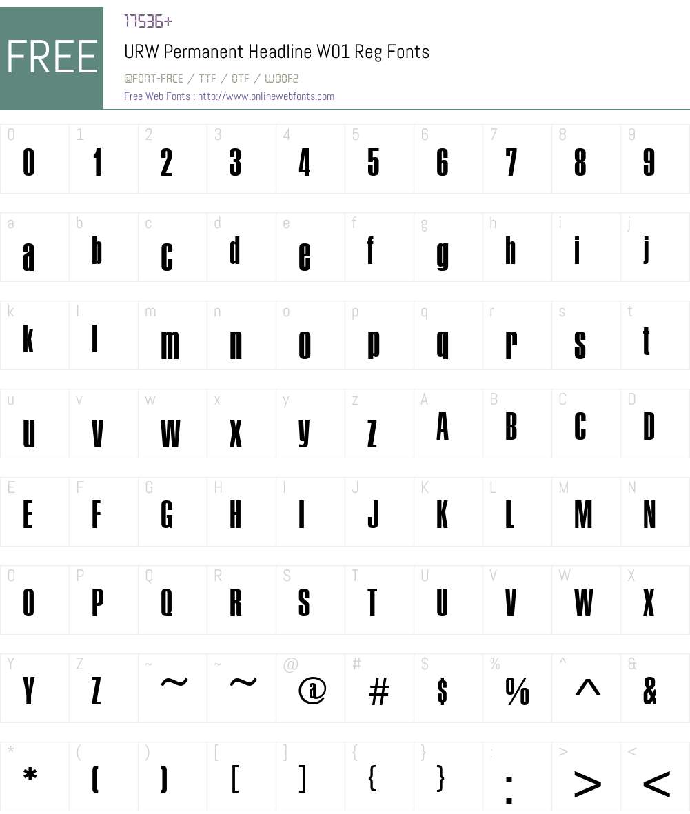 URWPermanentHeadlineW01-Reg Font Screenshots
