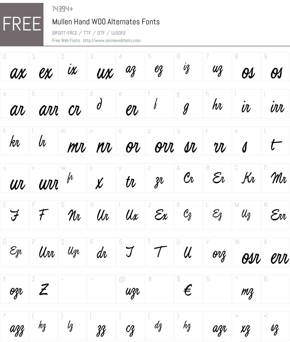 MullenHandW00-Alternates Font Screenshots