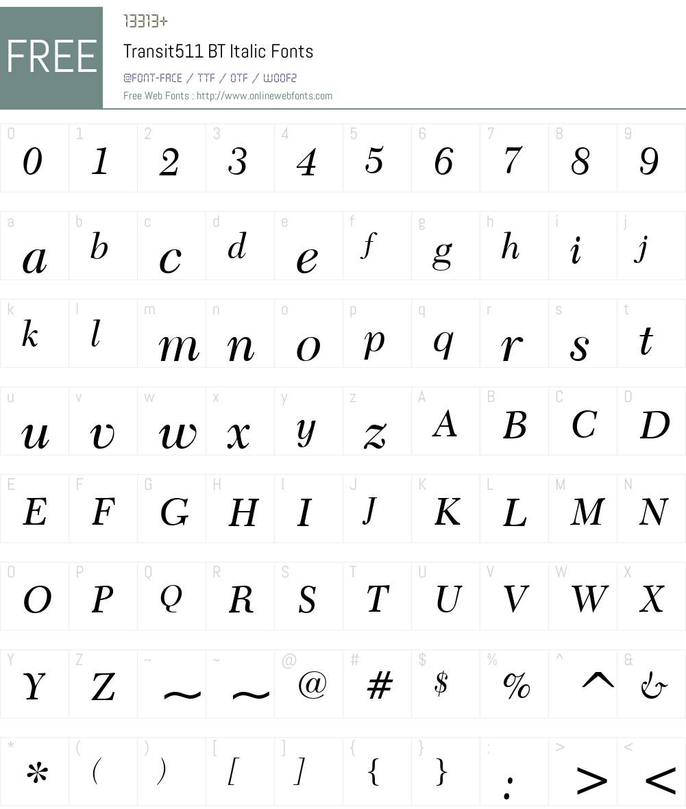 Transit511 BT Font Screenshots