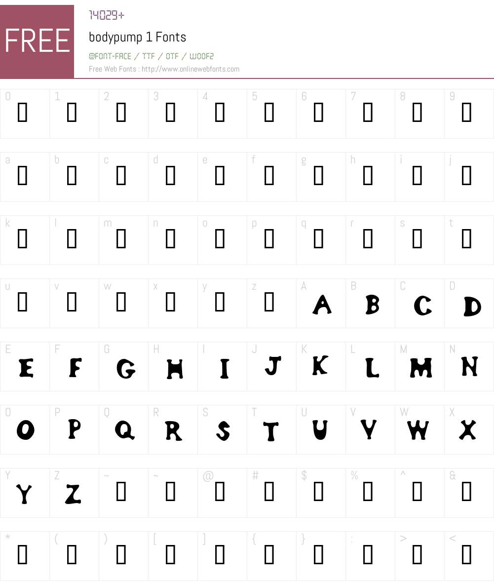 bodypump Font Screenshots