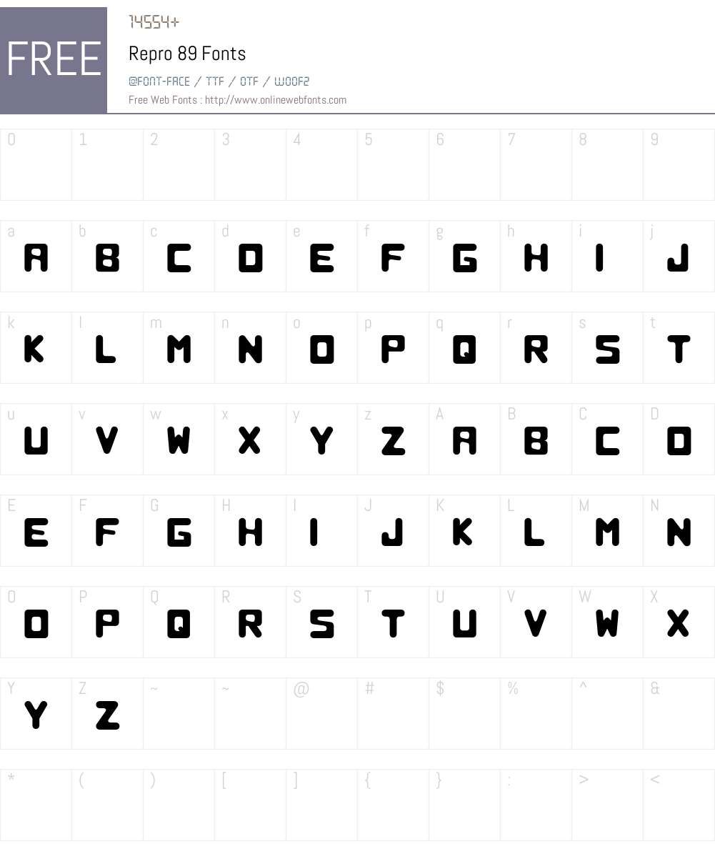 Repro 89 Font Screenshots