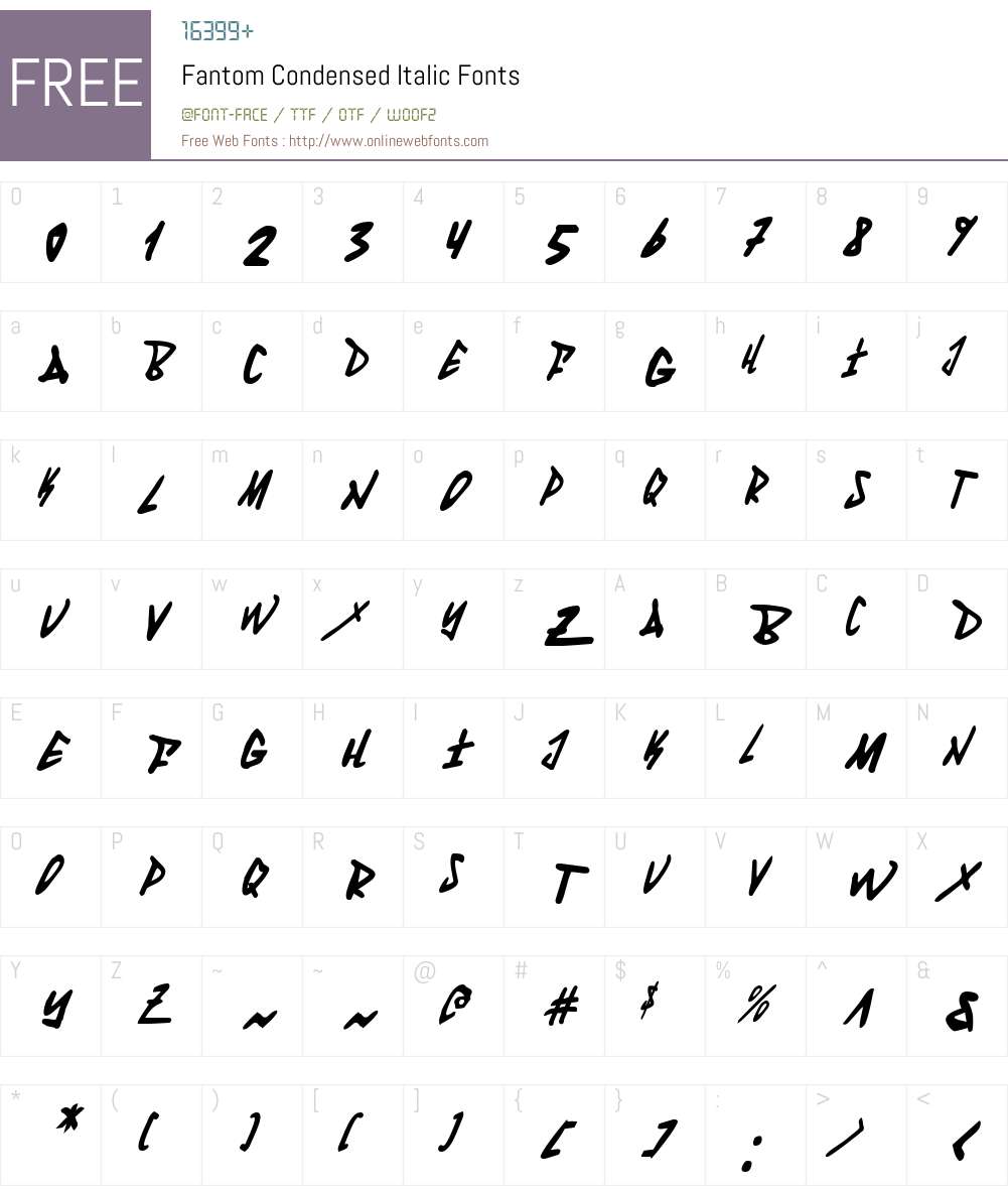 Fantom Condensed Italic Font Screenshots