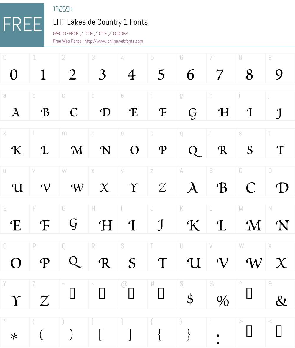 LHF Lakeside Country 1 Font Screenshots