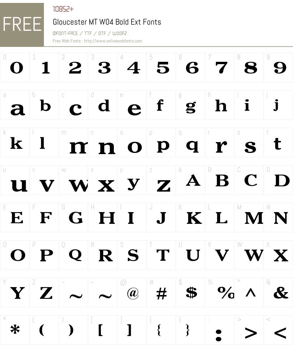 Gloucester Font Screenshots