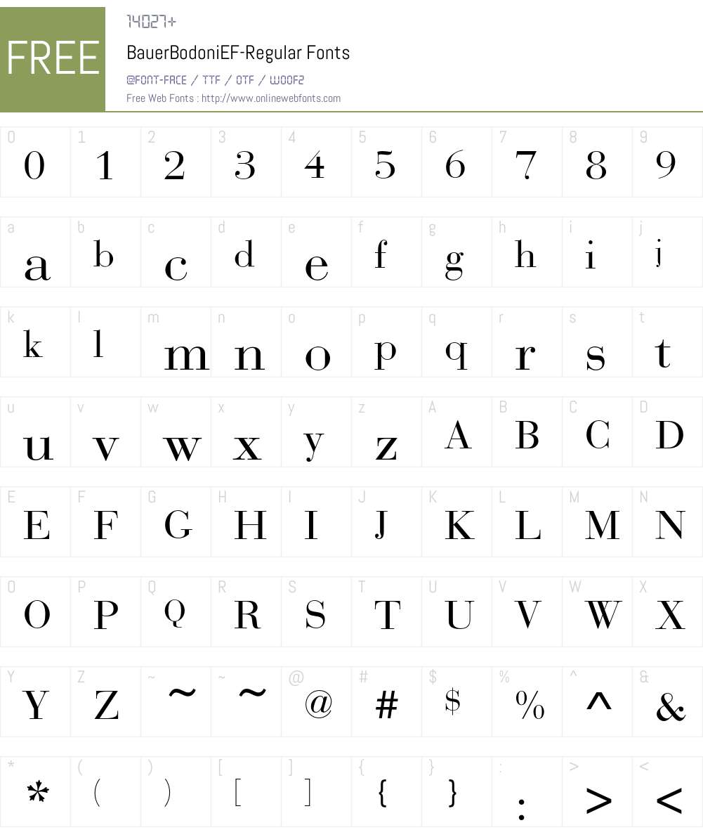 BauerBodoniEF Font Screenshots