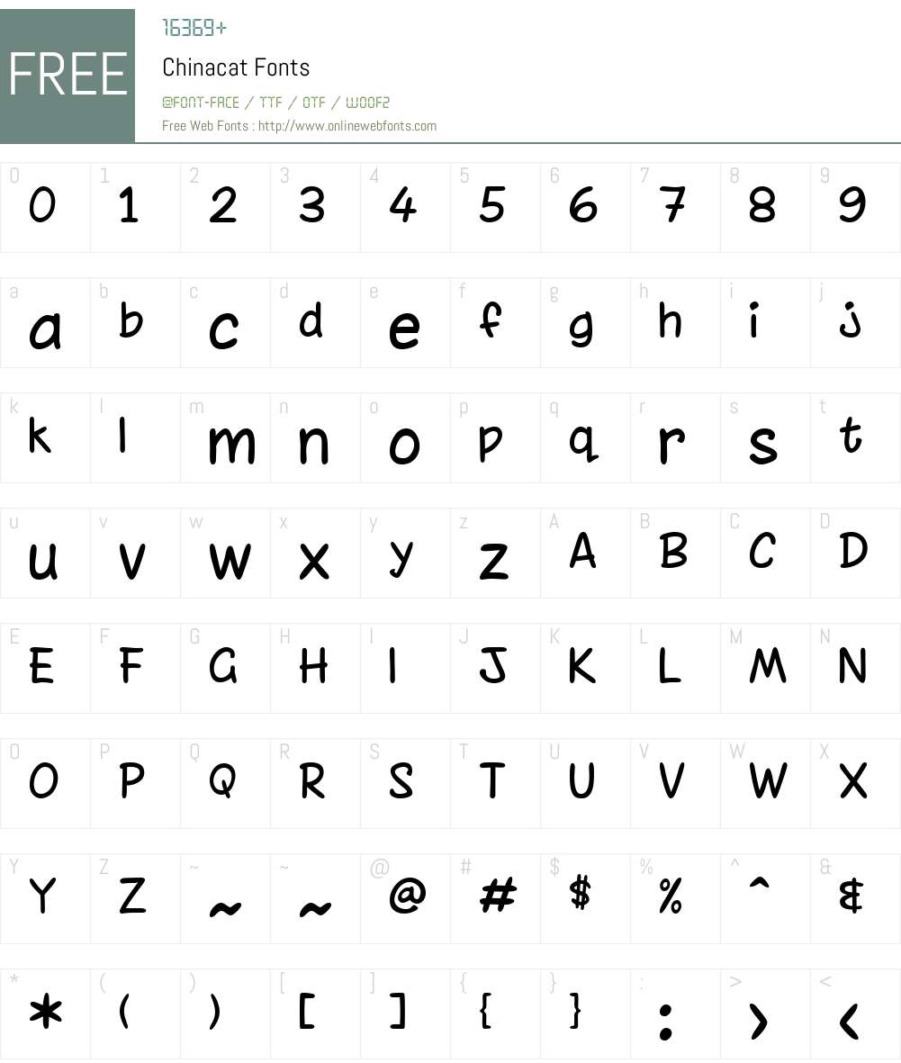 Chinacat Font Screenshots