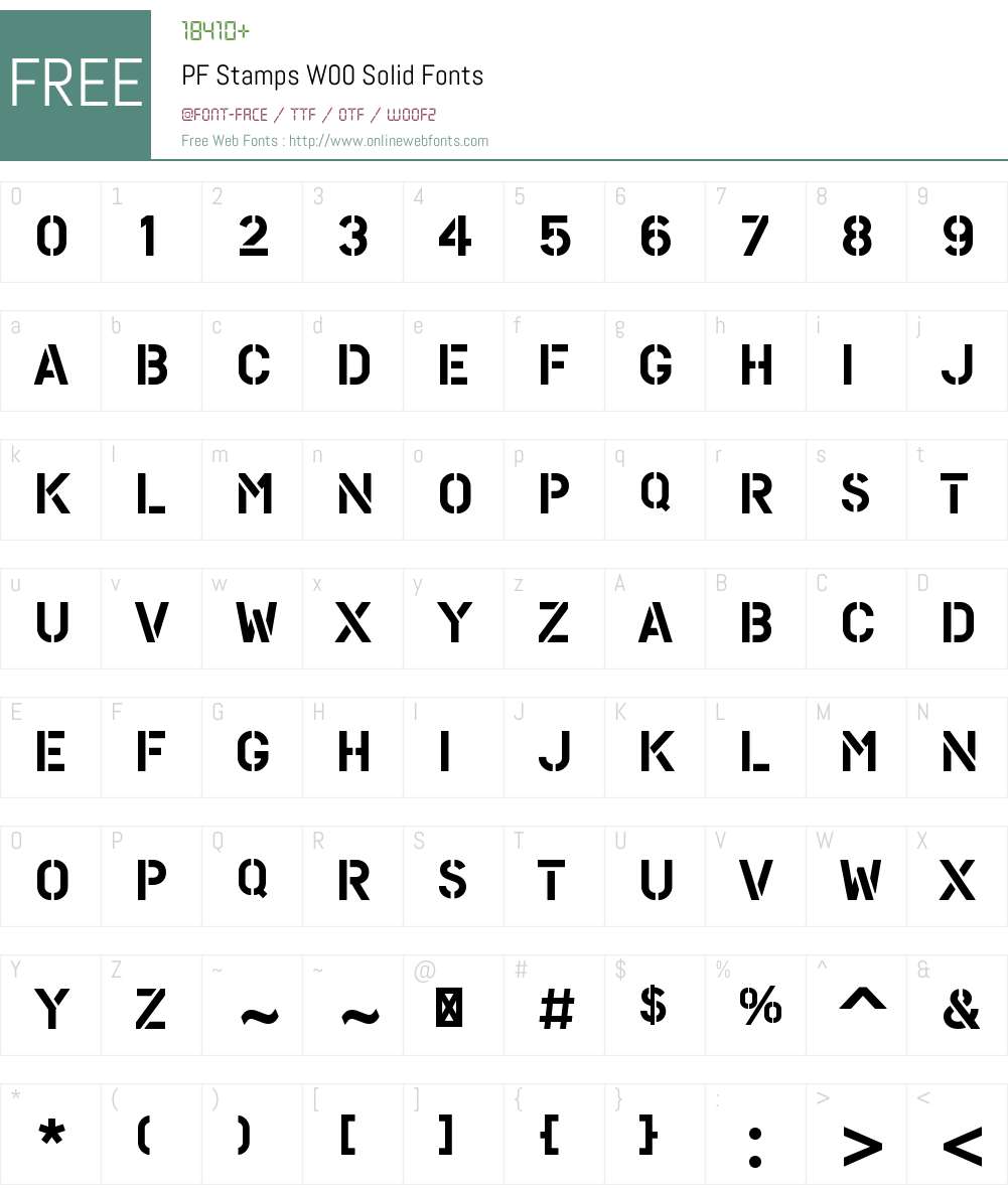 PFStampsW00-Solid Font Screenshots